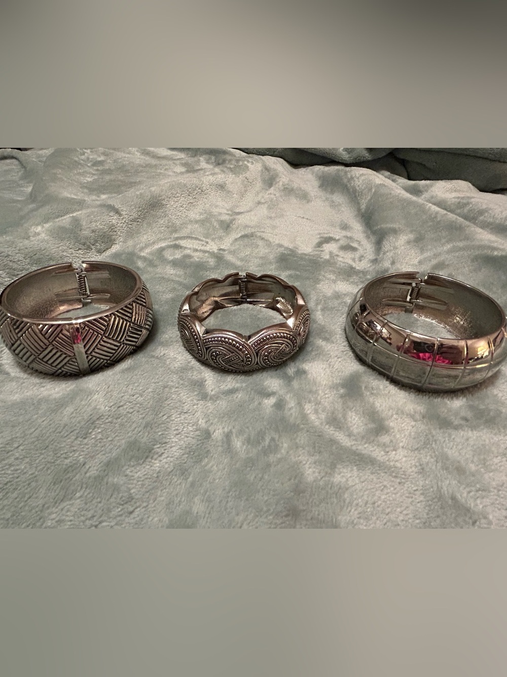 New York & Company Silver-Tone Set of Three Hinged Bangle Bracelets